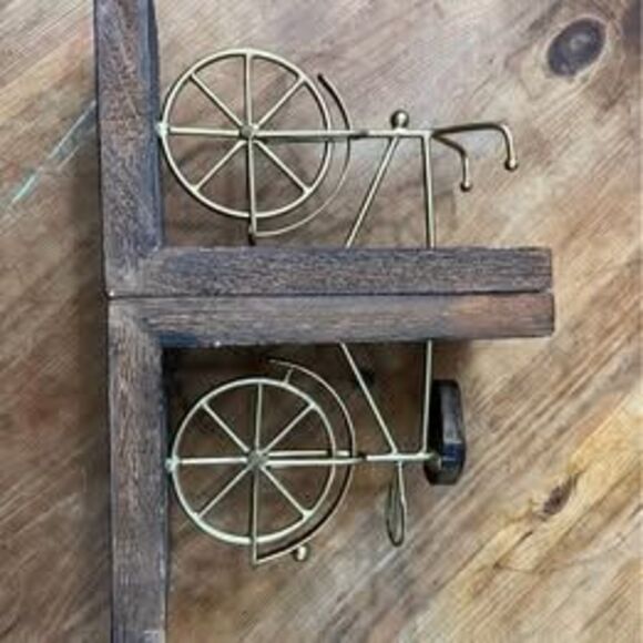 Wooden Bike Decorative Bookends, Set Of 2 Office Bookends w/Brass - Picture 2 of 8
